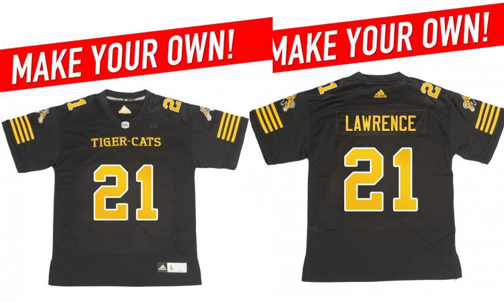 Custom Hamilton Tiger-Cats all season 21 Lawrence with a 2018 Adidas Home Jersey